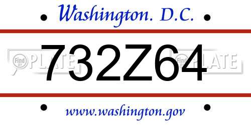 732Z64 District Of Columbia License Plate