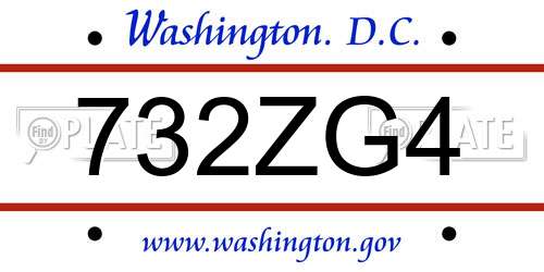 732ZG4 District Of Columbia License Plate