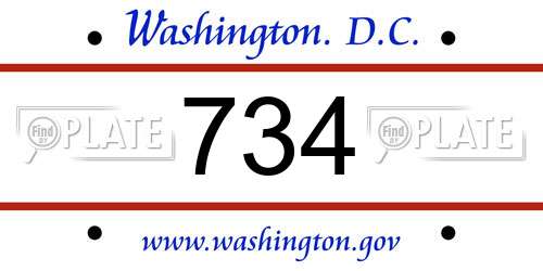 734 District Of Columbia License Plate