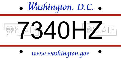 7340HZ District Of Columbia License Plate