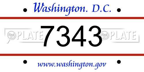 7343 District Of Columbia License Plate