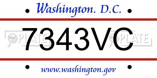 7343VC District Of Columbia License Plate