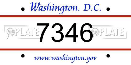 7346 District Of Columbia License Plate