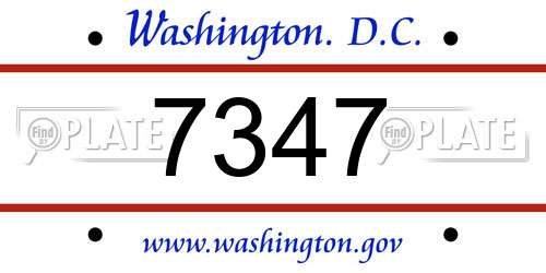 7347 District Of Columbia License Plate