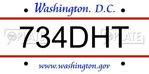 734DHT District Of Columbia License Plate