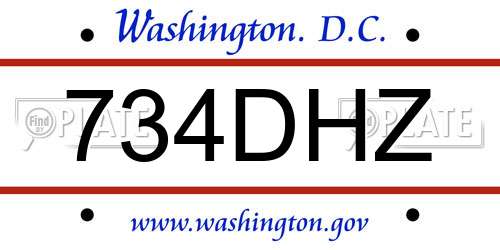 734DHZ District Of Columbia License Plate