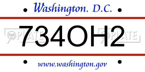 734OH2 District Of Columbia License Plate