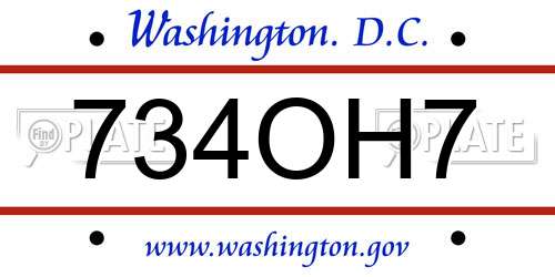 734OH7 District Of Columbia License Plate