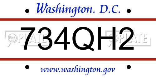734QH2 District Of Columbia License Plate