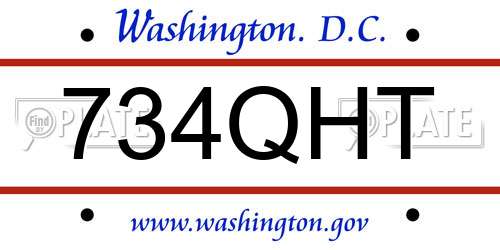 734QHT District Of Columbia License Plate
