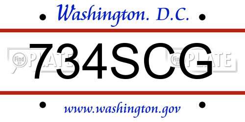 734SCG District Of Columbia License Plate