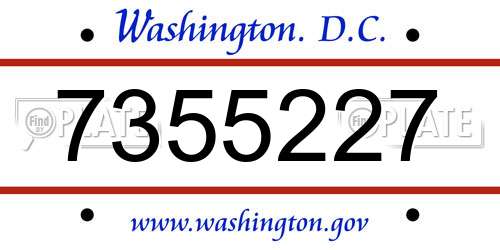 7355227 District Of Columbia License Plate