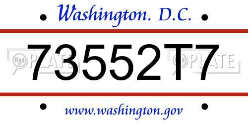 73552T7 District Of Columbia License Plate