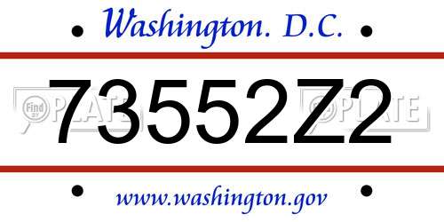 73552Z2 District Of Columbia License Plate