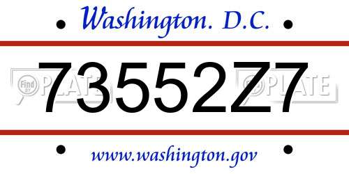 73552Z7 District Of Columbia License Plate