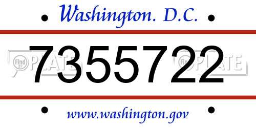 7355722 District Of Columbia License Plate