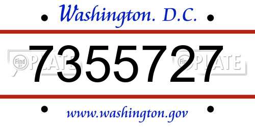 7355727 District Of Columbia License Plate