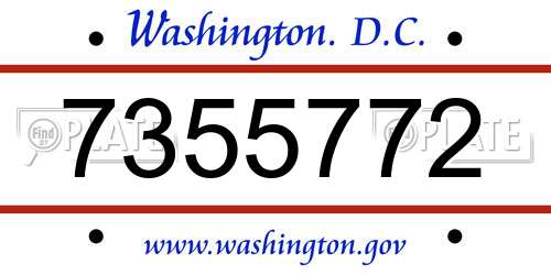 7355772 District Of Columbia License Plate