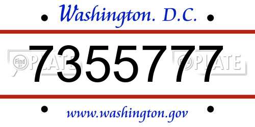 7355777 District Of Columbia License Plate
