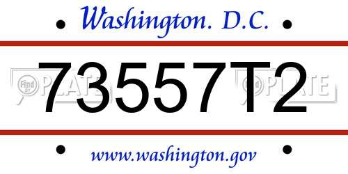 73557T2 District Of Columbia License Plate