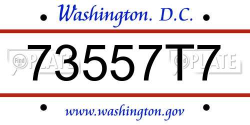 73557T7 District Of Columbia License Plate
