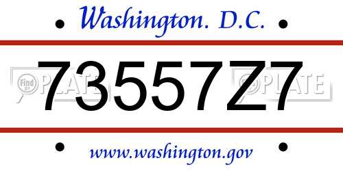 73557Z7 District Of Columbia License Plate