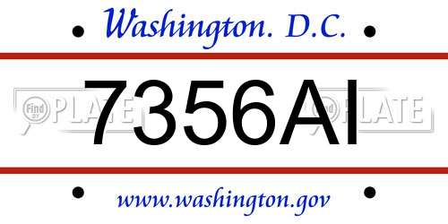 7356AI District Of Columbia License Plate