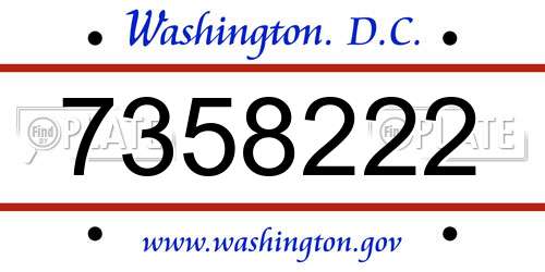 7358222 District Of Columbia License Plate