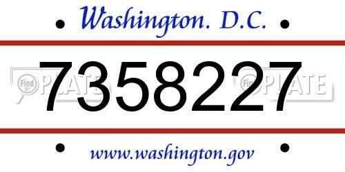 7358227 District Of Columbia License Plate
