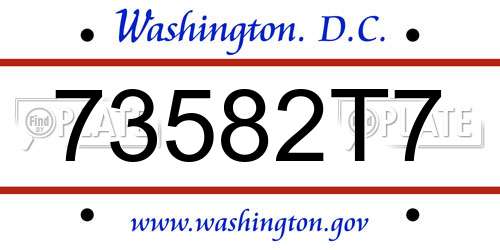 73582T7 District Of Columbia License Plate