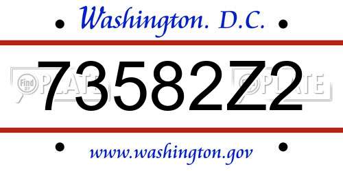 73582Z2 District Of Columbia License Plate