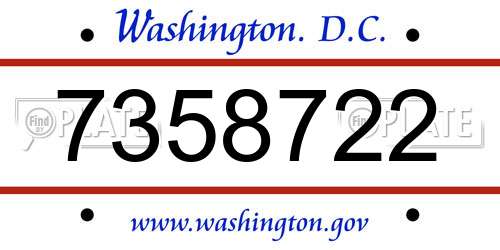 7358722 District Of Columbia License Plate