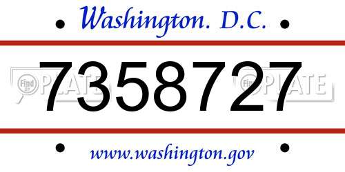 7358727 District Of Columbia License Plate