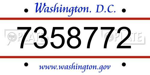 7358772 District Of Columbia License Plate