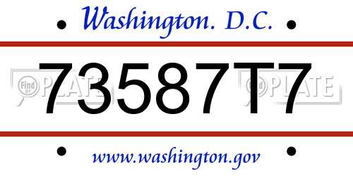 73587T7 District Of Columbia License Plate