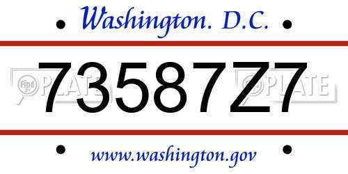 73587Z7 District Of Columbia License Plate