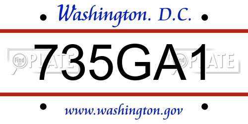 735GA1 District Of Columbia License Plate