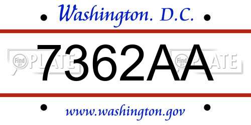 7362AA District Of Columbia License Plate