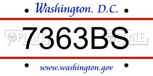 7363BS District Of Columbia License Plate