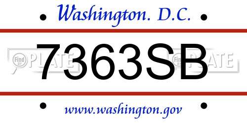 7363SB District Of Columbia License Plate
