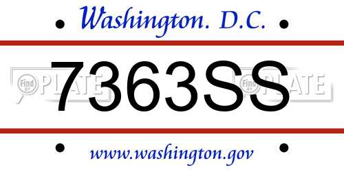 7363SS District Of Columbia License Plate