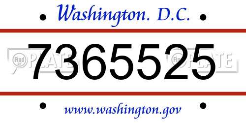7365525 District Of Columbia License Plate
