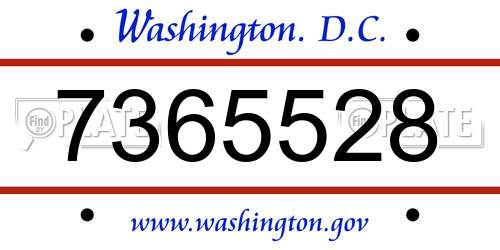 7365528 District Of Columbia License Plate