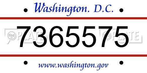 7365575 District Of Columbia License Plate