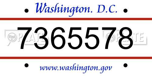 7365578 District Of Columbia License Plate