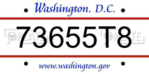 73655T8 District Of Columbia License Plate