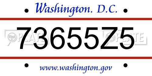 73655Z5 District Of Columbia License Plate