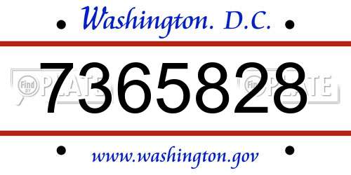 7365828 District Of Columbia License Plate