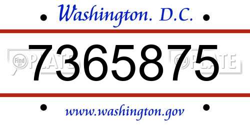 7365875 District Of Columbia License Plate