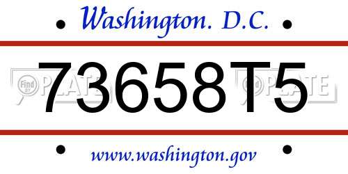 73658T5 District Of Columbia License Plate